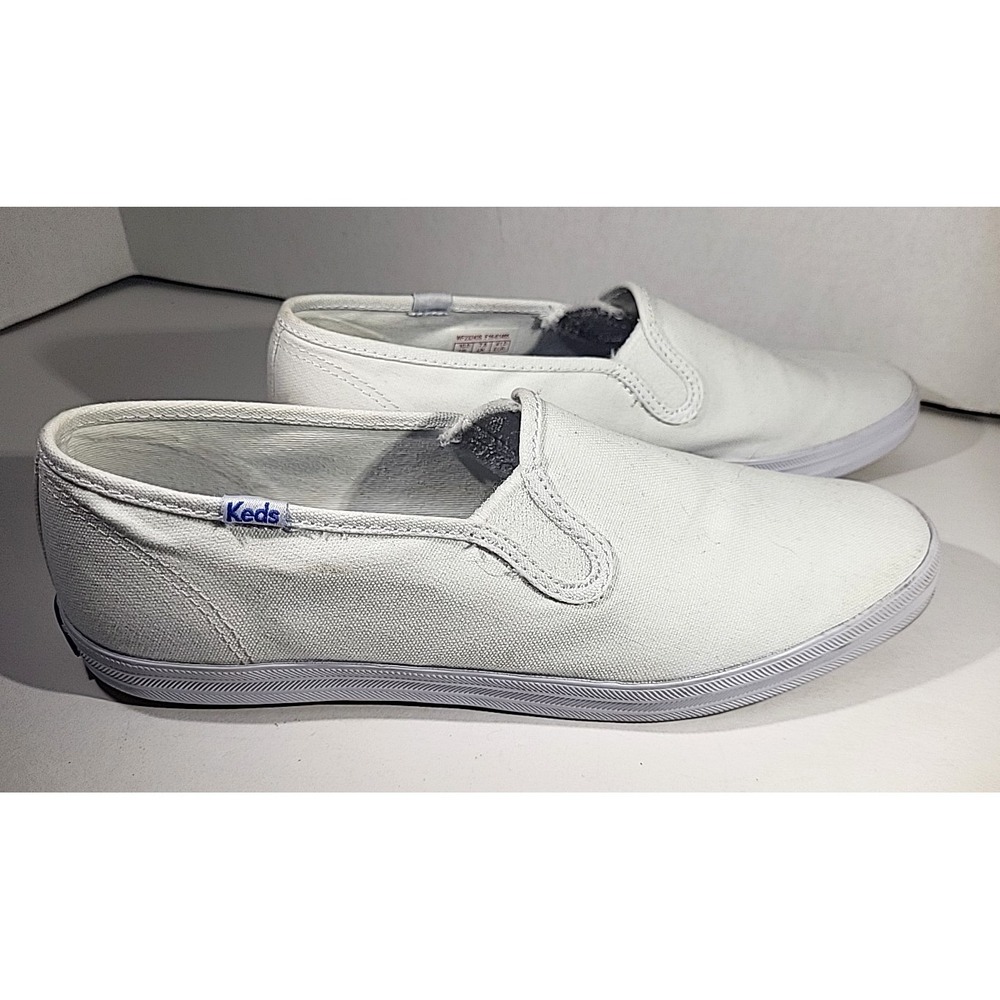 Keds Women's Double Decker Slip‑On Sneakers White Canvas Size 10